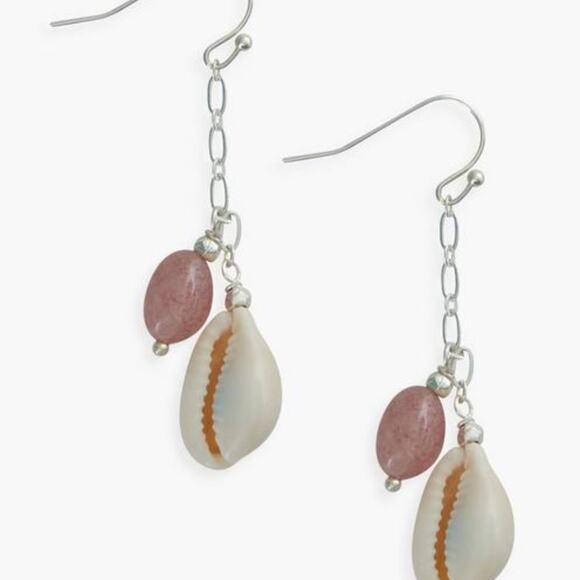 NWT Lucky Brand Shell Drop Dangle Silver Earrings - Picture 3 of 5